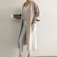 thumbnail image 4 of PMVFHDE Women's Daily Casual Versatile Elegant Solid Color Pocket Mid-Length Cardigan Relaxed Beige,XXXXXL, 4 of 6