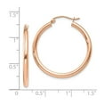 thumbnail image 3 of 14k Rose Gold Polished 2.5mm Lightweight Tube Hoop Earrings, 3 of 3