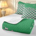thumbnail image 4 of Manfei Contemporary Grid Bed Spread Queen,Checkered Art Queen Coverlet Set,Green Pink,3-Piece,1 Quilt and 2 Pillowcases, 4 of 7