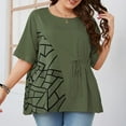 thumbnail image 2 of HAPIMO Women's Trendy Cotton Linen Loose Tops Dressy Shirts Summer Lapel Button Pullover Elegant Casual Plus Size Blouses for Teen Girls Floral Boho Colorblock Green XXXL, 2 of 6