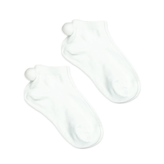 Jefferies Socks Girls Low Cut Pom Pom Socks 2-Pack, Sizes XS-M