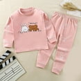 thumbnail image 2 of Bovxnpu Toddler Baby Girl Boy Summer Clothes Casual Sets,Toddler Baby Kids Boys Girls Solid Color Rabbit Bear Print Long Sleeved Home Wear Clothes Suit, 2 of 3
