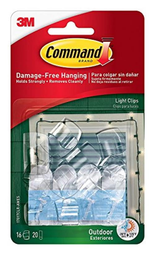 3 M Command Outdoor Light Clips, clear, 8 pack