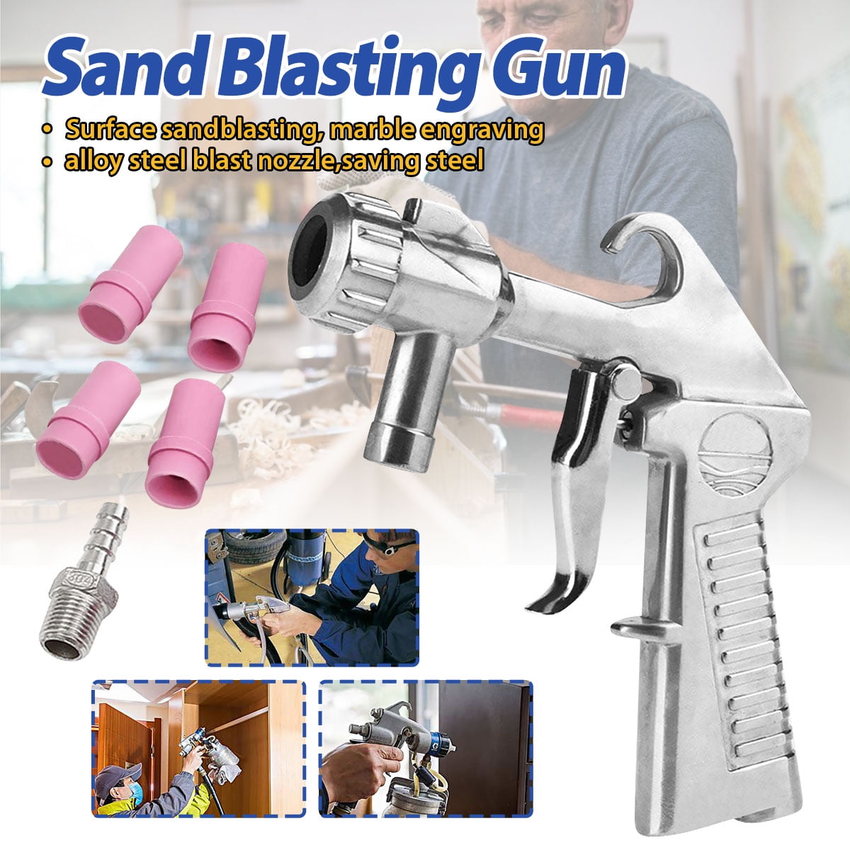 Sandblaster Feed Blast Gun Air Siphon Sand Blasting Abrasive Tool