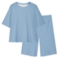 thumbnail image 6 of Eltusu Girls Outfit Sets, Solid Color Short Sleeve Crewneck T-Shirts & Shorts Sets Light Blue Size 10-12 T, 6 of 7