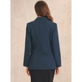 thumbnail image 3 of DARING DIVA Women's Lapel Collar Shoulder Pads Double Breasted Blazers XS Dark Blue, 3 of 6