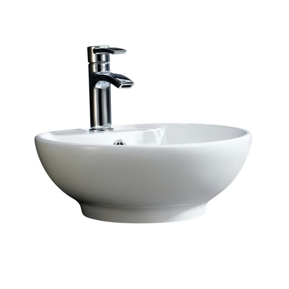 Modern Ceramic Circular Vessel Bathroom Sink with Overflow
