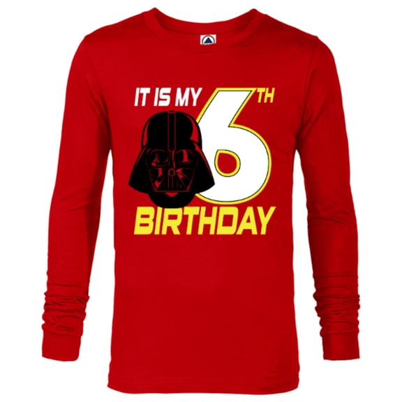 Star Wars Darth Vader 6th Birthday - Long Sleeve T-Shirt for Men - Customized-New Red