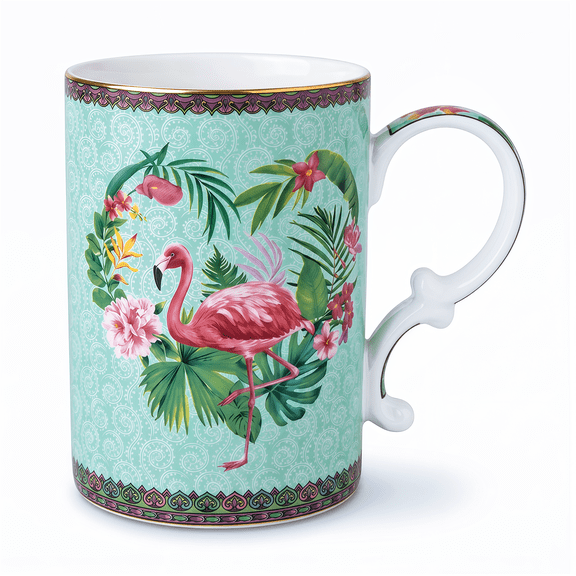 LanHong Cute Blue Floral Coffee Mug 16 oz, Bone China Tea Cup with Handle, Large Lightweight Coffee Cup for Women & Men, Dishwasher & Microwave Safe, Birthday Christmas Gift for Friends, Office & Hom