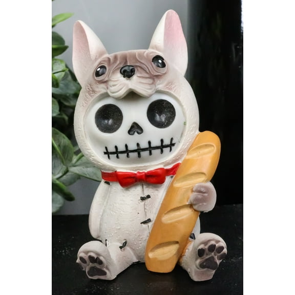 Furrybones French Bulldog With Baguette Bread Skeleton Statue Toy Furry Bones