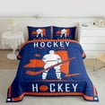 thumbnail image 2 of Homewish Ice Hockey Queen Comforter Set,Sport City Bedding Sets,Orange Blue Bedding Comforter Set For Boys,Ultra Soft Bedroom Decorative Reversible,3-Piece, 2 of 8