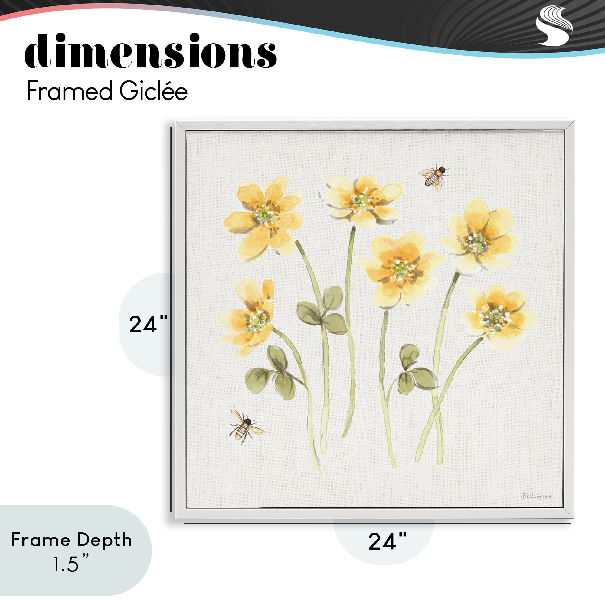 Stupell Industries Sweet Honey Wildflowers White Framed Giclee Art, design by Beth Grove