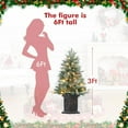 thumbnail image 3 of Historyli 3ft Christmas Tree,Artificial Christmas Tree with Vintage Potted Base,Flocked Snow 78 Warm White LED Lights Red Berries,Festival Decoration Xmas Holiday Decor for Home,Green 4, 3 of 7