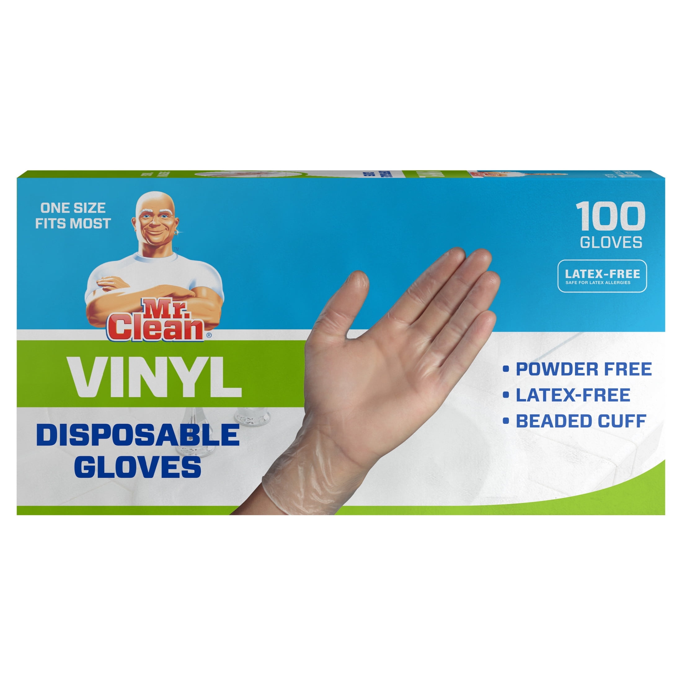 (4 pack) Mr. Clean Vinyl Disposable Gloves, 100 Count