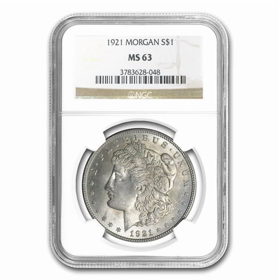 United States Mint 1921 Morgan Dollar $1 NGC MS63 No Mint Mark 90% Silver Coin