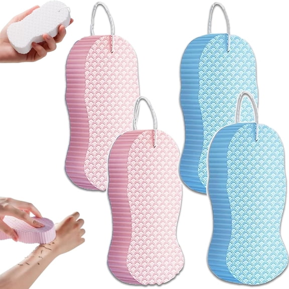 Toolye Body Scrubber, 2026 Toolye Magic Exfoliating Bath Sponge 3D, Super Soft and Skin-Friendly, Reusable Exfoliating Bath Sponge for Women and Men (4pcs-C)