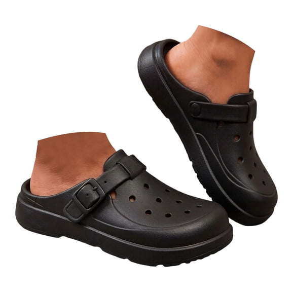 Rokment Womens Wide Width Clogs Orthopedic Arch Support Garden Shoes Waterproof Non Slip Closed Toe Backless Slippers Comfortable Beach Barefoot Water Sandals Black Size 6.5