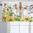 thumbnail image 2 of Summer Fall Sunflower Cross Curtains Valance for Windows, Religious Faith Flower Butterfly Autumn Seasonal Short Half Topper Rod Pocket, Positive Quote Spring Home Living Room Bedroom Decor 54 x 18, 2 of 6