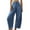 Blue, variant on Women's Baggy Wide Leg Jeans Barrel Horseshoe Boyfriend Cropped Raw Hem Denim Pants Blue L