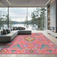 thumbnail image 2 of ODIKA 6'x9' Washable Area Rug Pink Vibrant Geometric and Floral Symmetry Elegant Borders with Central Motif for Family Room, Living Room, Master Bedroom, Non-Slip, Easy Care, 2 of 7