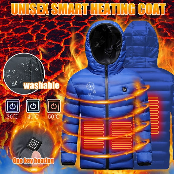 Aboser Upgraded Heated Jacket for Child 4-15 Years Safe Heated Hoodie Washable Cotton Padded Puffer Jackets Winter Warm Up Electric Heating Coat