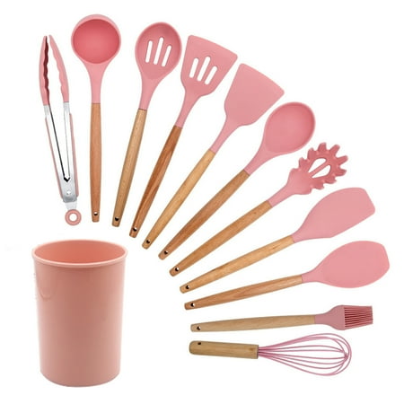 

DoIttop New Arrivals 11pcs Silicone Spatula Kitchen Utensils Set With Storage Barrel Heat