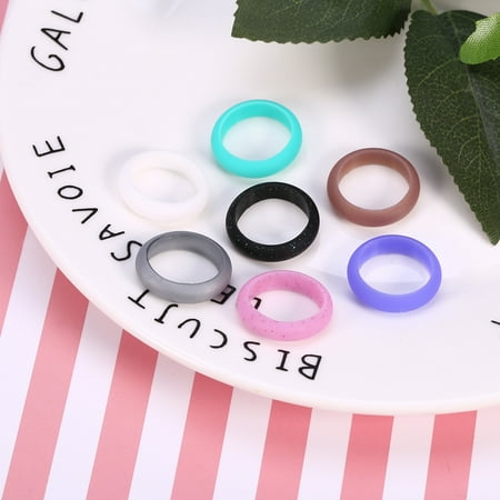 Vivienne Westwood Ring 5 Sizes 7Pcs Colors Women Silicone Wedding Ring Set Outdoor Workout Flexible Band , Silicone Ring Band, Silicone Wedding Ring ()