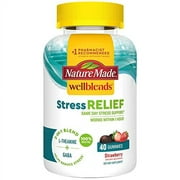 Nature Made Wellblends Stress Relief Gummies, L-theanine to help reduce stress, with GABA, Same Day Stress Support, 40 Strawberry Flavor Gummies