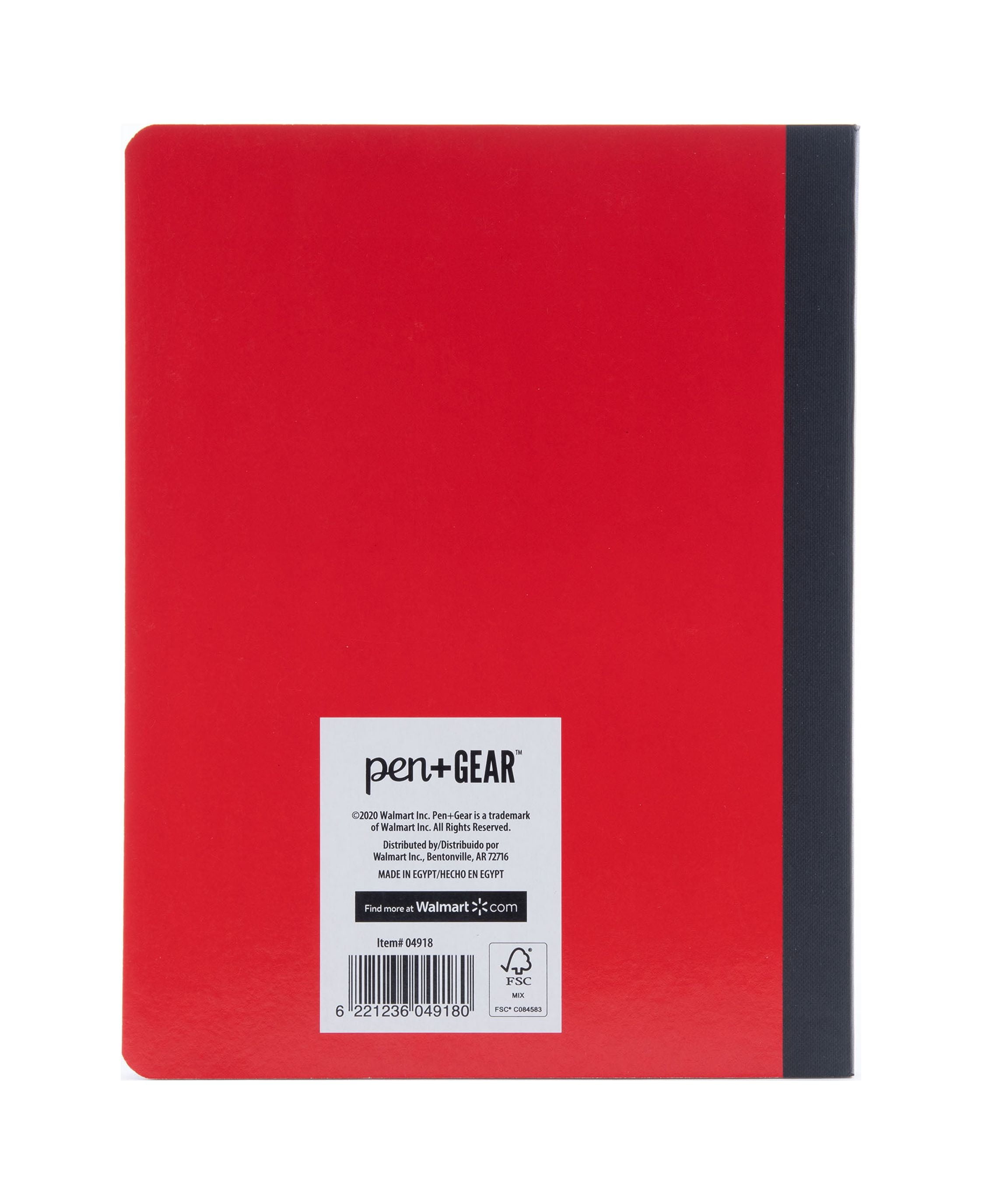 Pen+Gear Wide Rule Composition Notebooks, Red, 100 Sheets