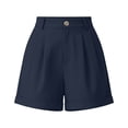 thumbnail image 4 of Women's Plus Size Solid Color Bermuda Shorts High Waist Straight Fit Casual Dressy Work Shorts with Pockets Navy, 4 of 6
