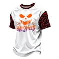 thumbnail image 7 of DORKASM Halloween Costumes for Men Short Sleeve Pumpkin Basic Blouse Round Neck Ghost Graphic Skeleton Fall Winter T-Shirt Spooky Vacation Comfy Pullover White S, 7 of 7