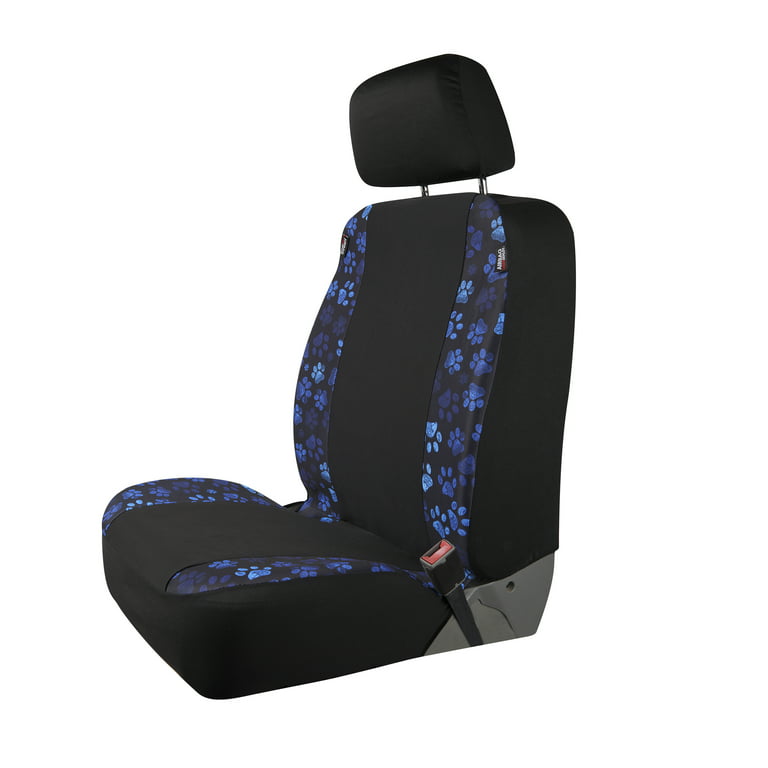 Auto Drive Paw Print Seat Cover - Black & Blue - 1 Pieces 43772WDI