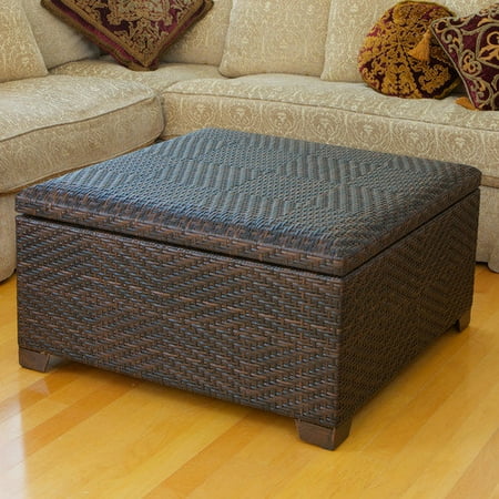 Wicker Brown Indoor \/ Outdoor Storage Ottoman  Walmart.com