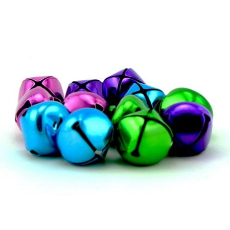 - 1 Inch 25mm Purple Turquoise Green Pink Mix Craft Jingle Bells Charms 12 Pieces