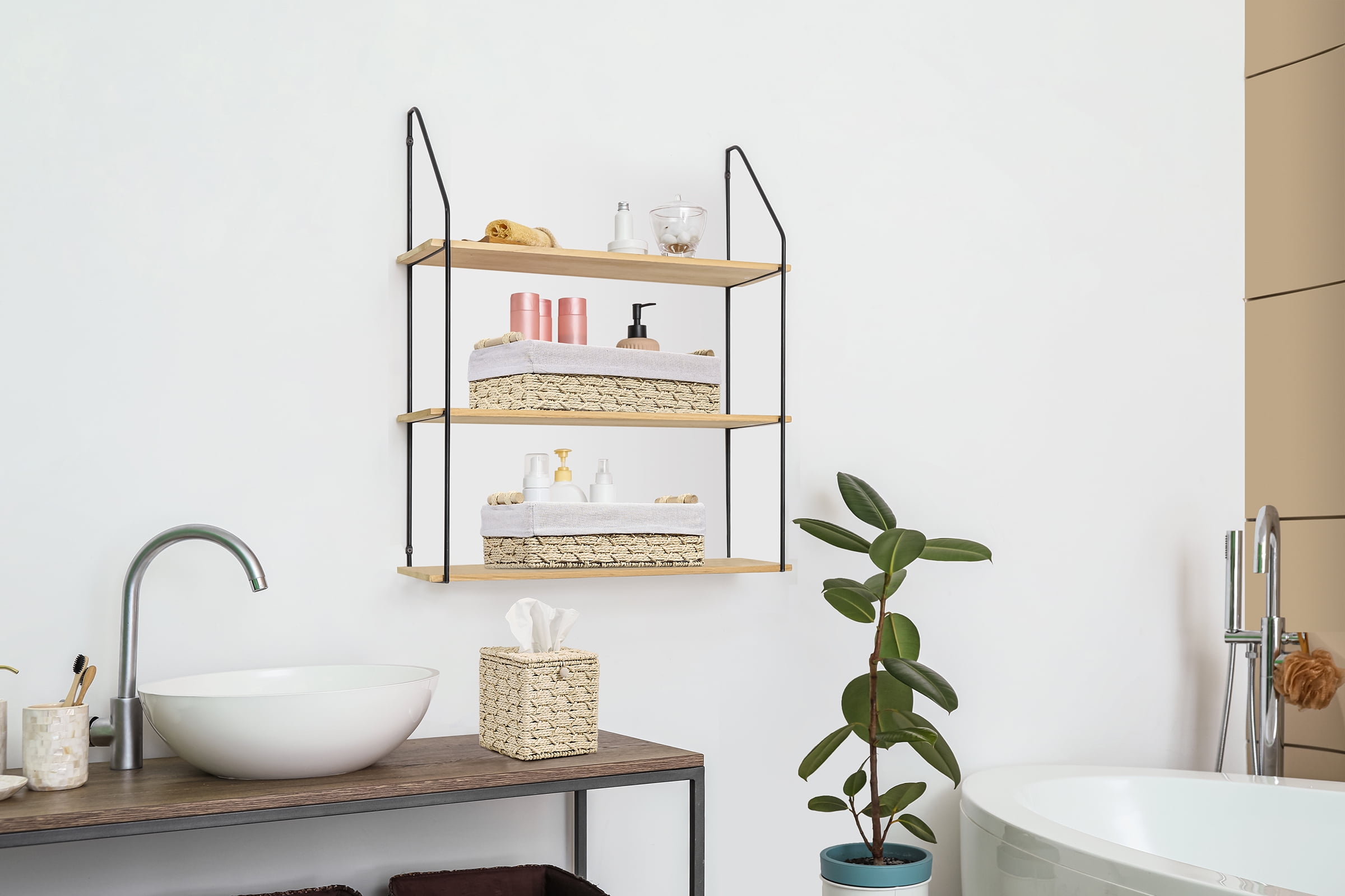 Sorbus Paper Rope Bathroom Baskets & Tissue Holder Set