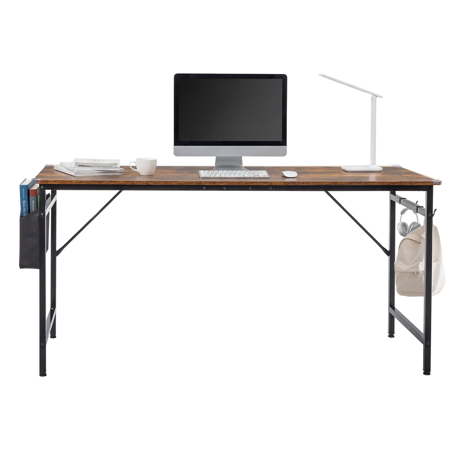 Computer Desk, Particle Board with Under-Desk Storage Shelf, Sturdy Iron Frame, Spacious Desktop for Home Office/Gaming