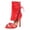 Red, variant on Women's High Top Strappy Dressy Shoes Stiletto Heel Gladiator Sandals Open Toe Summer Mid Calf Boots Black Size 8