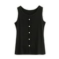thumbnail image 2 of Htigea Clearanc Women's Scoop Neck Button Front Tank Top Casual Solid Sleeveless T Shirt Black,2XL, 2 of 5