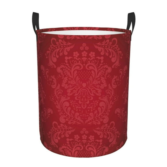 Balery Vintage Burgundy Cesta de ropa redonda con asas, impermeable, independiente, para ropa, juguetes, dormitorio y familia-Medium