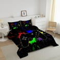 thumbnail image 4 of 3 Pieces Black Gamer Comforter Set for Boys Gaming Bedding Set Twin Size,Video Game Controller Comforter for Boys Kids Adult 3D Gamepad Microfiber, 4 of 6