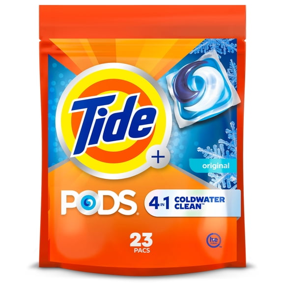 Tide PODS Coldwater Laundry Detergent soap, Original Scent, 4-in-1 Detergent, 23 Loads, Laundry PODS Formulated for Cold Water