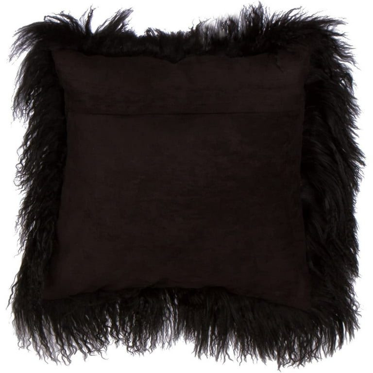 Black mongolian fur pillow sale