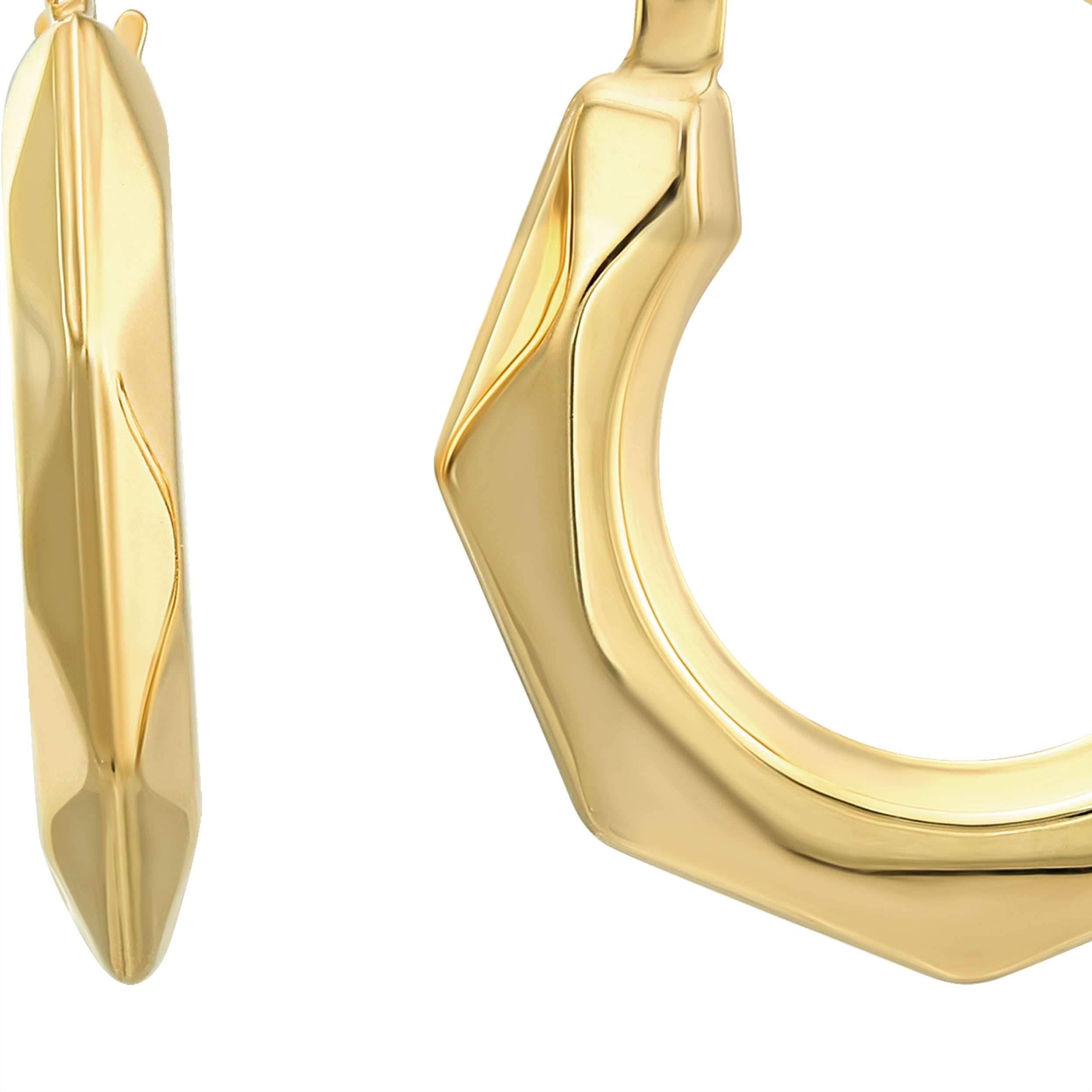 Brilliance Fine Jewelry 10KT Yellow Gold Adult Geometric Hoop Earrings