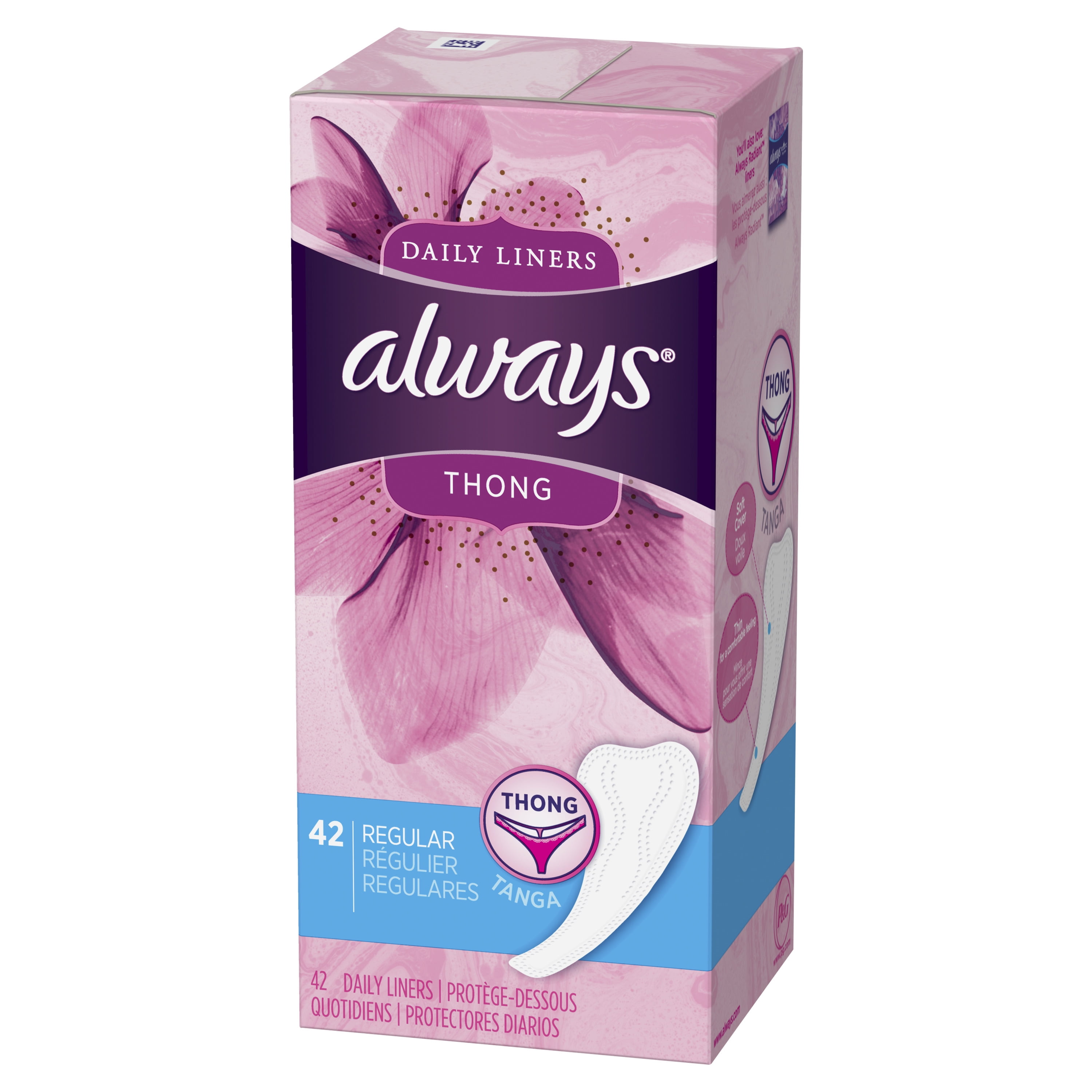 Always Daily Liners, Unscented, Regular, 42 Ct
