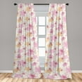 thumbnail image 2 of Soft Pink Window Curtains, Botanical Vibes Flowers Boho Neutral Design Pattern With Hues Print, Lightweight Decor 2-Panel Set with Rod Pocket, Pair of - 28"x63", Cream Peach Soft Pink, by Ambesonne, 2 of 3