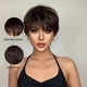 thumbnail image 5 of Peluca negra-marrón con flequillo pelucas sintéticas para mujeres negras pelucas cortas onduladas naturales para mujeres hinchables sin brillo falso, 5 of 5