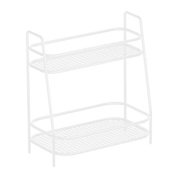 Especiero de dos niveles, estante independiente para gabinete de cocina, baño de acero inoxidable Blanco
