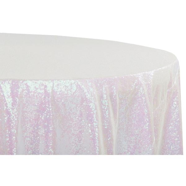 1 Pc Glitz Sequins 120 Round Tablecloth Iridescent White For Wedding Ceremonies Receptions Bridal Showers Baby Quinceaneras Anniversary Parties Com Iridescent White For Wedding Ceremonies, 120 Round White Tablecloths