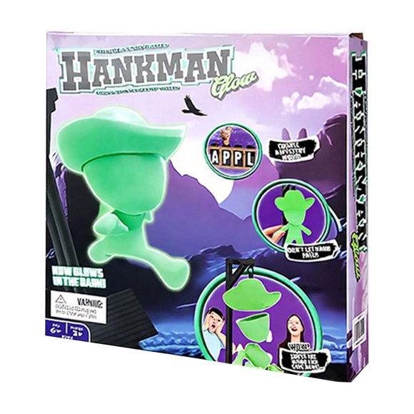 Hankman Glow Word Guessing Game – Glow in The Dark Party Game with Light-Up Pieces, Fun Family Travel Game for Groups And Game Nights