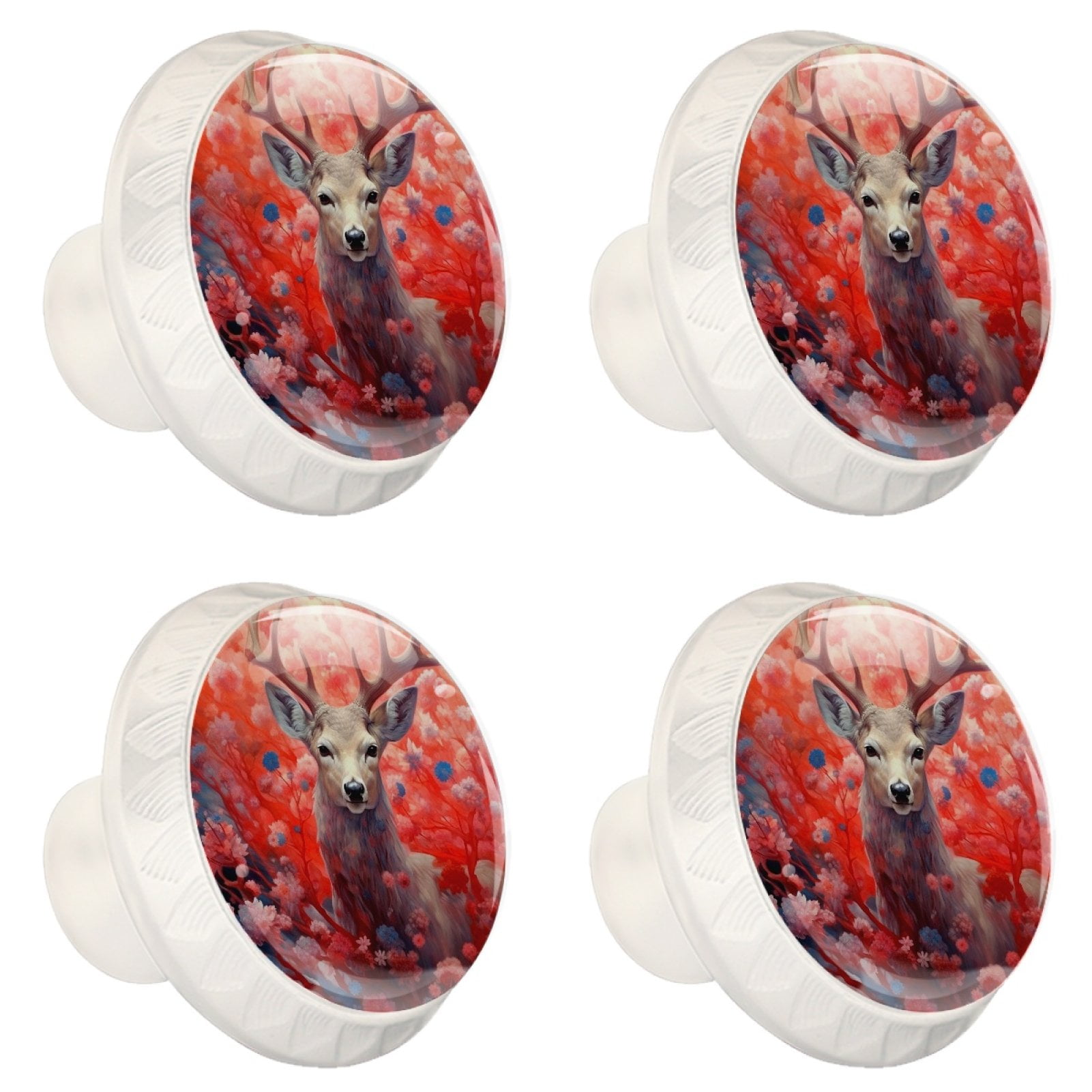 4 Pcs Deer Knobs for Kitchen Cabinet Cupboard Dresser Bookcase Drawer Pulls Handles Round Home Decor